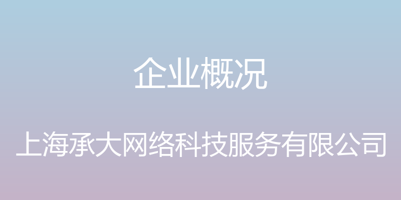 企业概况 - 上海承大网络科技服务有限公司