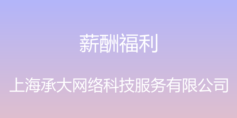 薪酬福利 - 上海承大网络科技服务有限公司