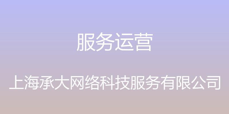 服务运营 - 上海承大网络科技服务有限公司